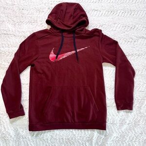 Nike Women’s Maroon Pullover Hoodie w/ Red + Pink Swoosh | Size Small